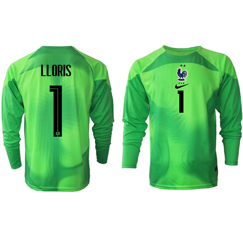 Francúzsko Hugo Lloris #1 Brankarsky Vonkajší futbalový dres MS 2022 Dlhy Rukáv